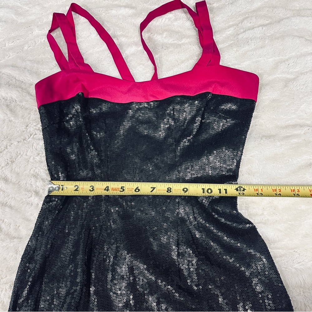 Jay Godfrey Size 0 Black Sequin Mini Dress Hot Pink Straps Cocktail Party city - Picture 8 of 9